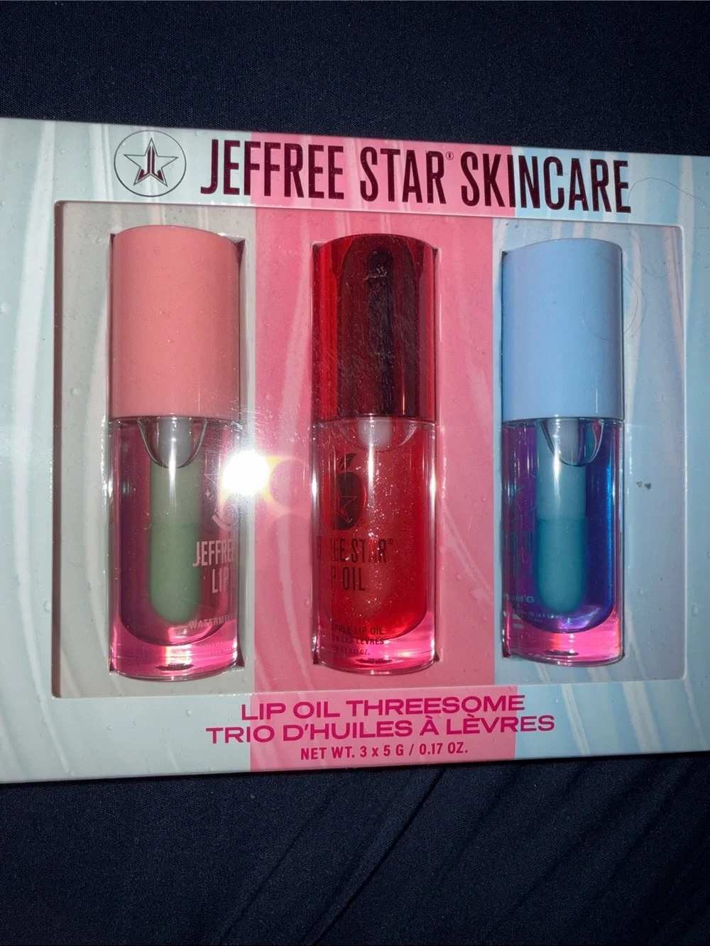 Jeffree Star Lip Oil Trio — Pink, Red, Blue